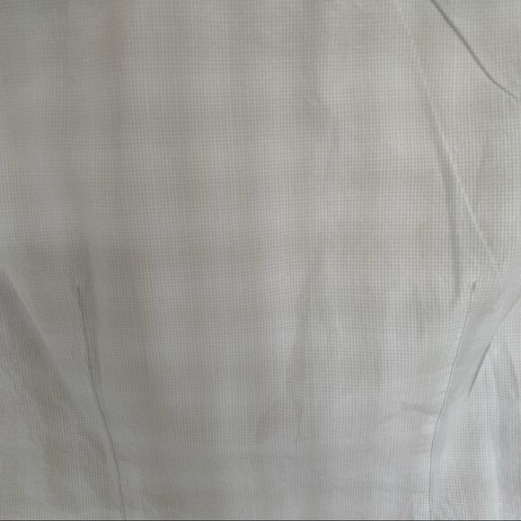 THEORY Cotton Button Front Long Sleeve Mini Shirtdress White Tan 4 - Picture 12 of 13